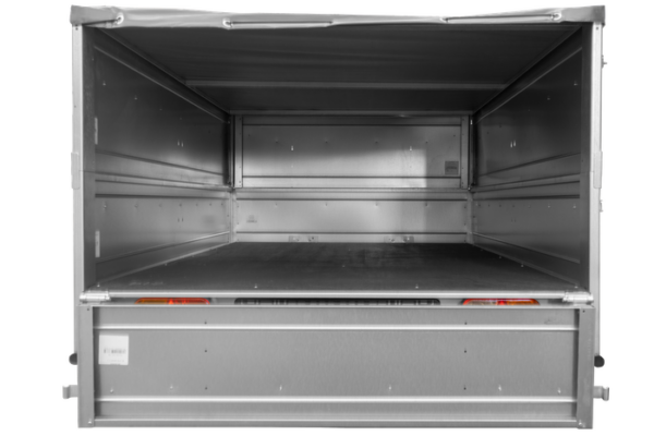 REMORQUE NEUVE 200X125 AVEC BÂCHE PLATE, REHAUSSES DE RIDELLES ET ROUE JOCKEY - GARDEN TRAILER 201 KIPP – Image 2